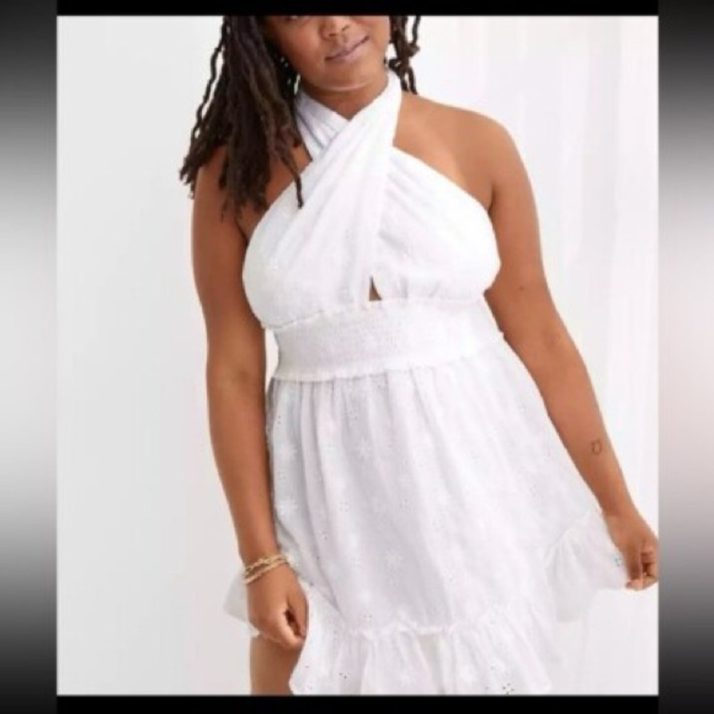 Aerie Halter Top White Lace Dress Sz XL - Picture 3 of 11
